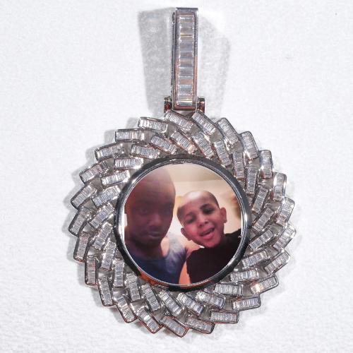 Large 3D Baguette Custom Picture Pendant
