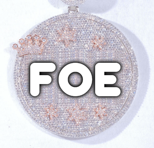 CUSTOM LETTER NECKLACE 3D BIG CROWN DISC