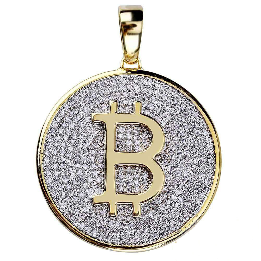 Two-tone Iced 31mm CZ  Cuban Link  Pendant In Yellow Gold-Plated