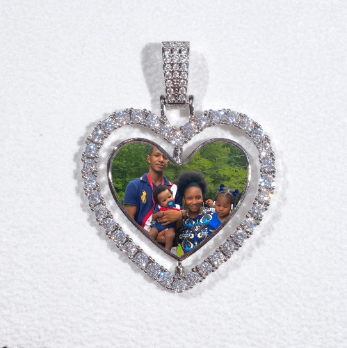 3D Spinning 2-Faced Heart Custom Picture Pendant