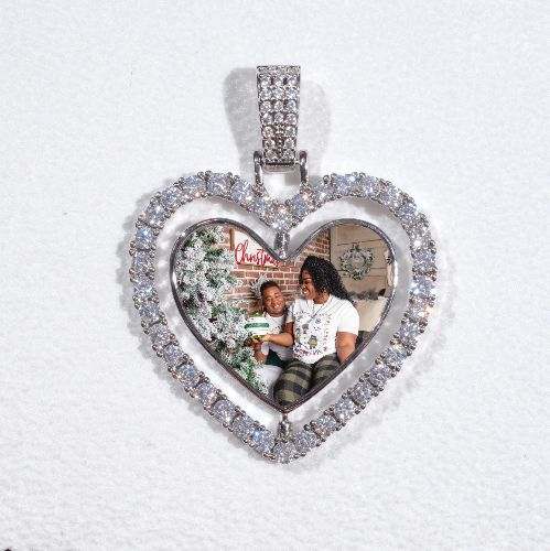 3D Spinning 2-Faced Heart Custom Picture Pendant