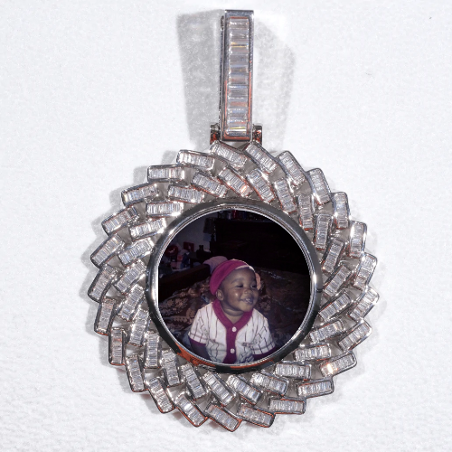 Large 3D Baguette Custom Picture Pendant