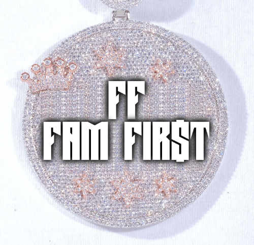 CUSTOM LETTER NECKLACE 3D BIG CROWN DISC