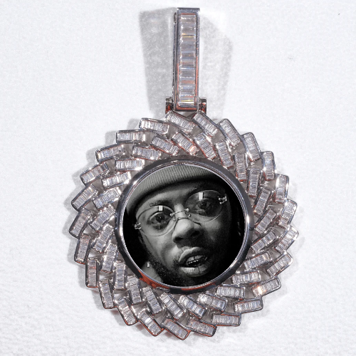 Large 3D Baguette Custom Picture Pendant