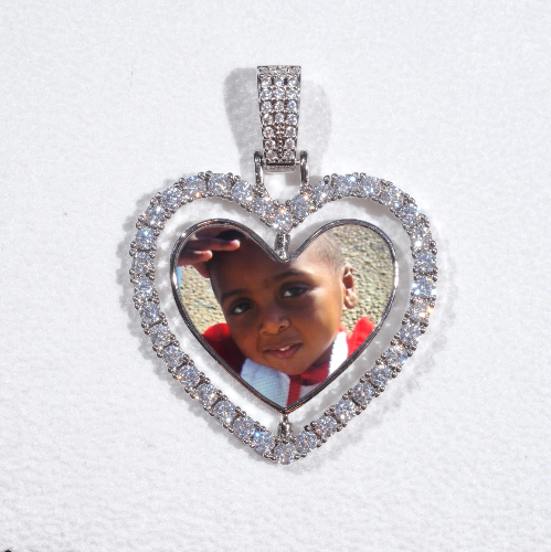 3D Spinning 2-Faced Heart Custom Picture Pendant