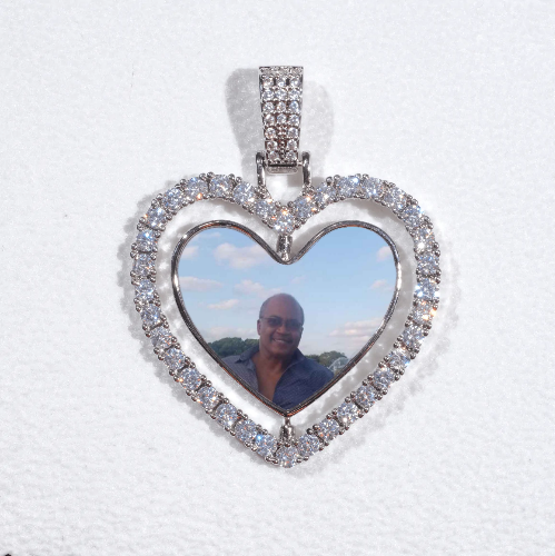 3D Spinning 2-Faced Heart Custom Picture Pendant