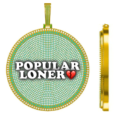 CUSTOM LETTER NECKLACE 3D BIG DISC