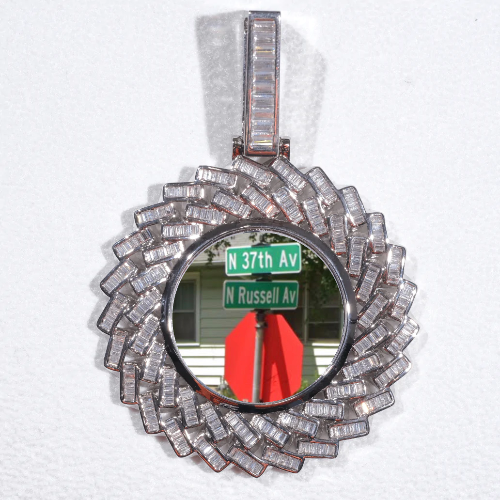 Large 3D Baguette Custom Picture Pendant