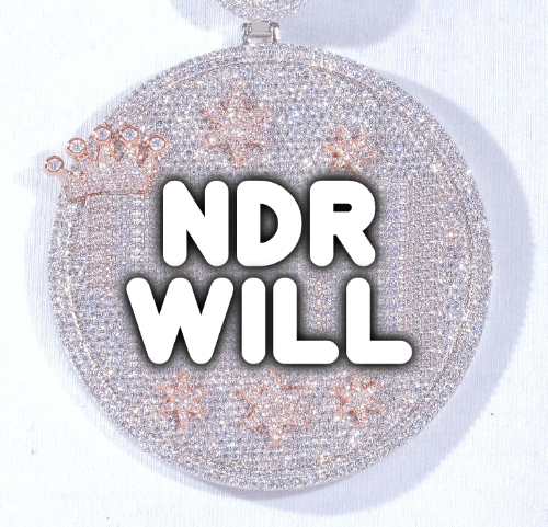 CUSTOM LETTER NECKLACE 3D BIG CROWN DISC