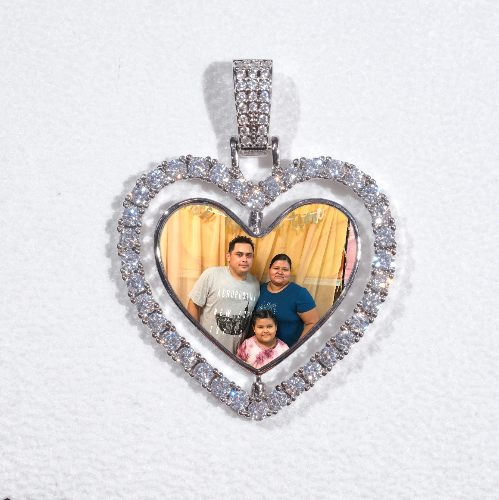 3D Spinning 2-Faced Heart Custom Picture Pendant