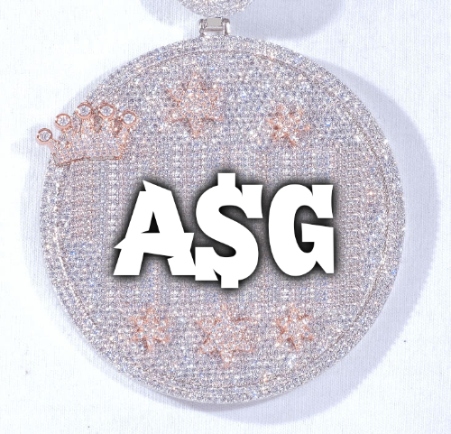 CUSTOM LETTER NECKLACE 3D BIG CROWN DISC
