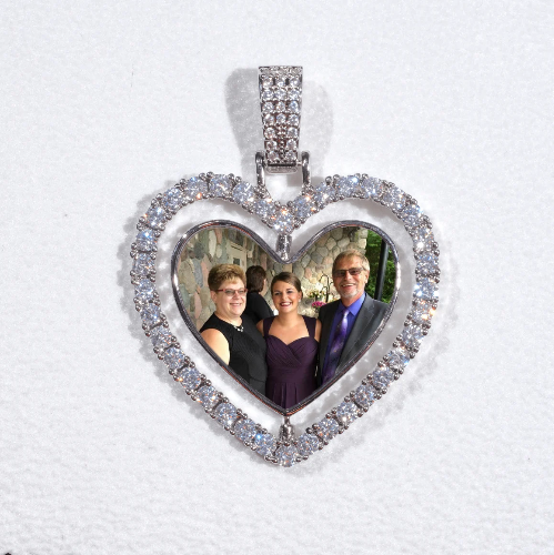 3D Spinning 2-Faced Heart Custom Picture Pendant