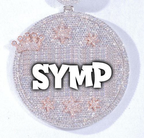 CUSTOM LETTER NECKLACE 3D BIG CROWN DISC