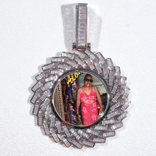 Large 3D Baguette Custom Picture Pendant
