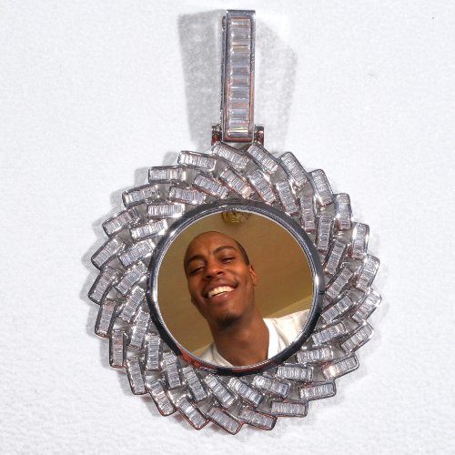 Large 3D Baguette Custom Picture Pendant