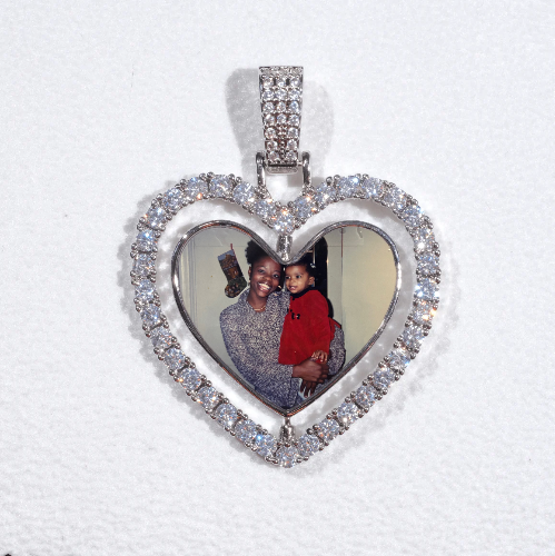 3D Spinning 2-Faced Heart Custom Picture Pendant