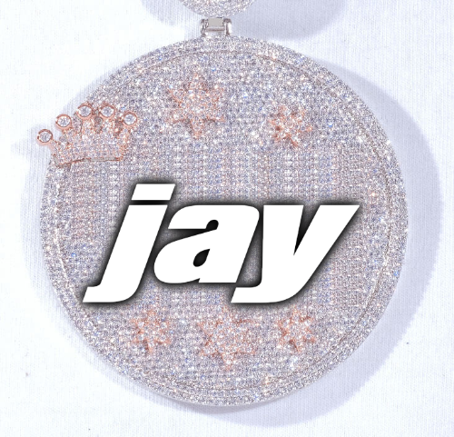 CUSTOM LETTER NECKLACE 3D BIG CROWN DISC