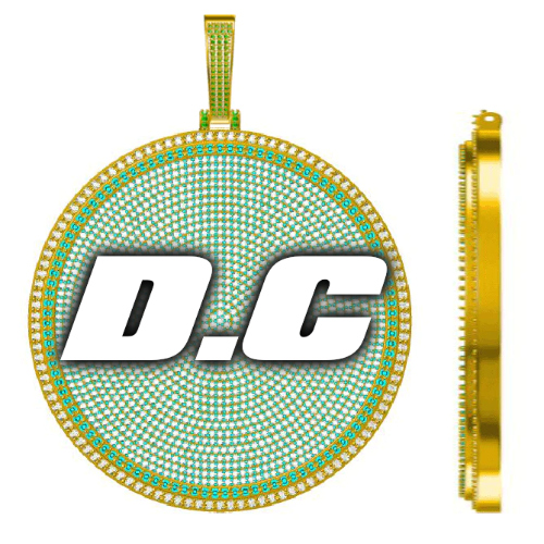 CUSTOM LETTER NECKLACE 3D BIG DISC