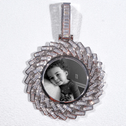 Large 3D Baguette Custom Picture Pendant