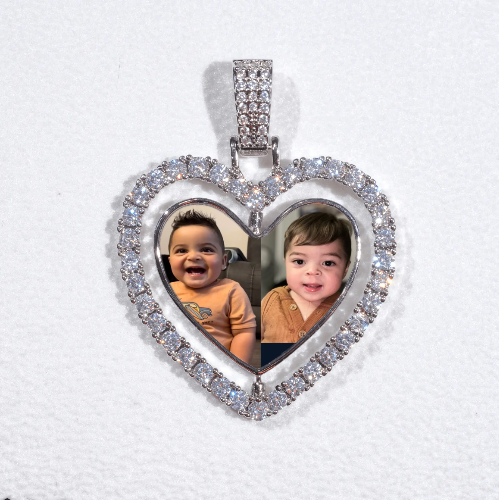 3D Spinning 2-Faced Heart Custom Picture Pendant