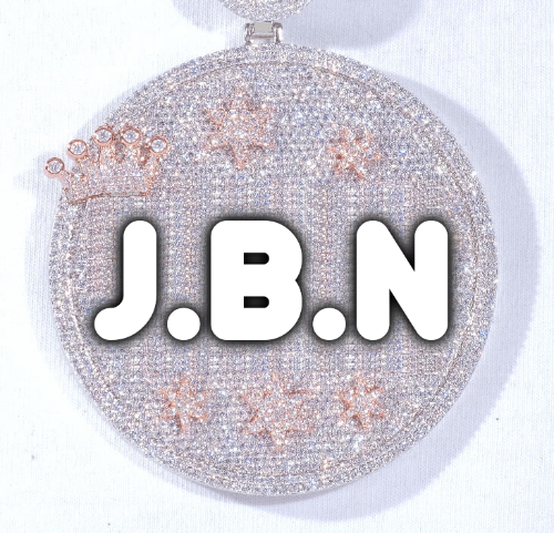 CUSTOM LETTER NECKLACE 3D BIG CROWN DISC