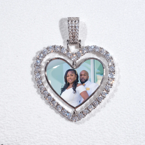 3D Spinning 2-Faced Heart Custom Picture Pendant