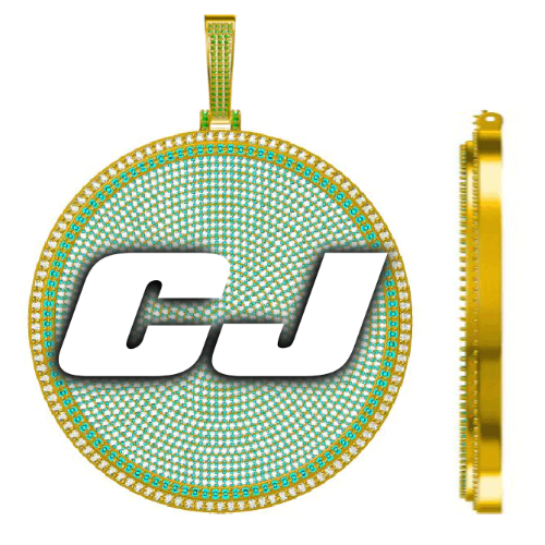 CUSTOM LETTER NECKLACE 3D BIG DISC