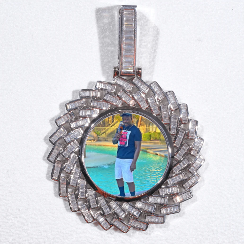 Large 3D Baguette Custom Picture Pendant