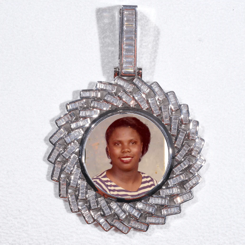 Large 3D Baguette Custom Picture Pendant