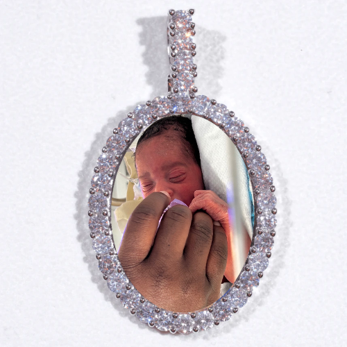Large 3D Oval Custom Picture Pendant