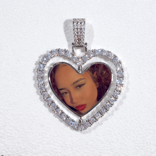 3D Spinning 2-Faced Heart Custom Picture Pendant