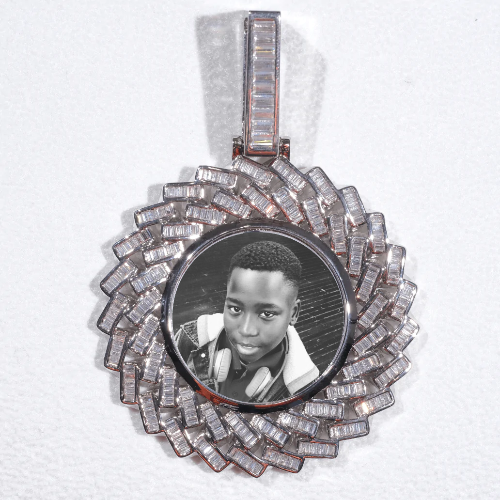 Large 3D Baguette Custom Picture Pendant