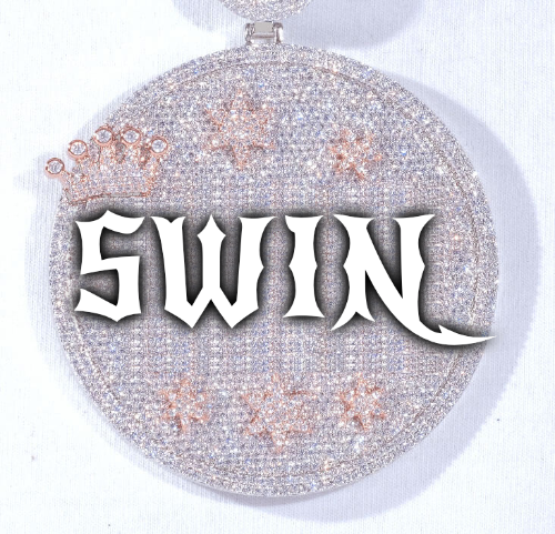 CUSTOM LETTER NECKLACE 3D BIG CROWN DISC