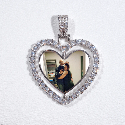 3D Spinning 2-Faced Heart Custom Picture Pendant