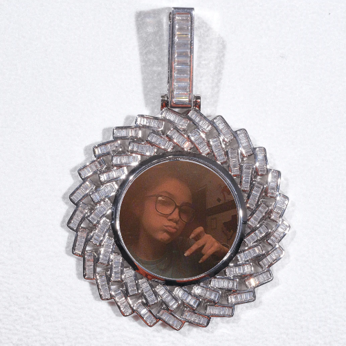 Large 3D Baguette Custom Picture Pendant