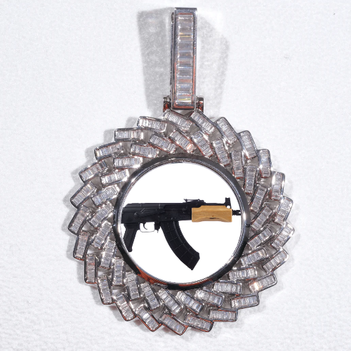 Large 3D Baguette Custom Picture Pendant