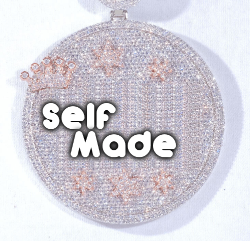 CUSTOM LETTER NECKLACE 3D BIG CROWN DISC