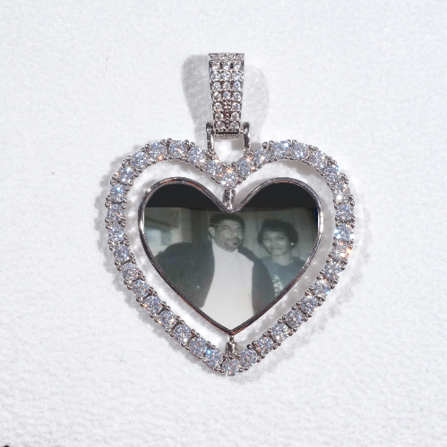 3D Spinning 2-Faced Heart Custom Picture Pendant