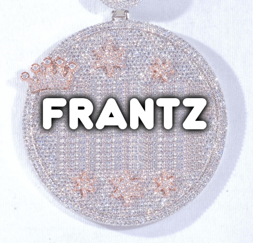 CUSTOM LETTER NECKLACE 3D BIG CROWN DISC
