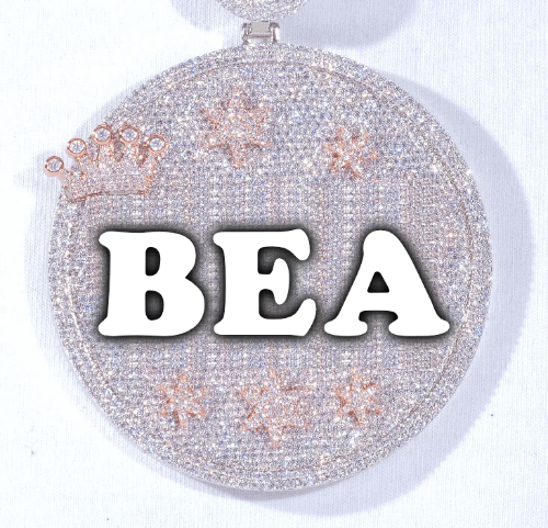CUSTOM LETTER NECKLACE 3D BIG CROWN DISC