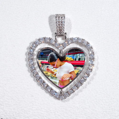 3D Spinning 2-Faced Heart Custom Picture Pendant