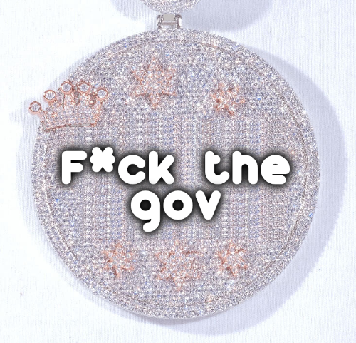 CUSTOM LETTER NECKLACE 3D BIG CROWN DISC