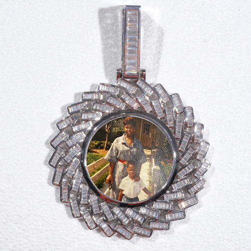 Large 3D Baguette Custom Picture Pendant