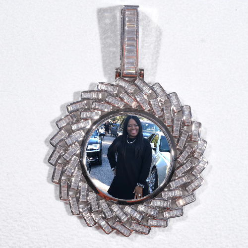 Large 3D Baguette Custom Picture Pendant