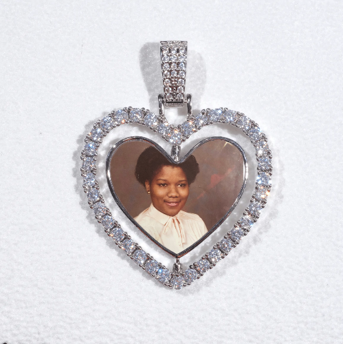3D Spinning 2-Faced Heart Custom Picture Pendant