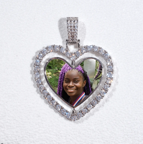 3D Spinning 2-Faced Heart Custom Picture Pendant
