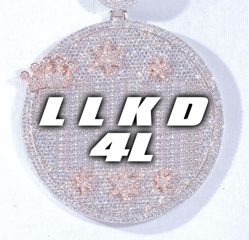 CUSTOM LETTER NECKLACE 3D BIG CROWN DISC