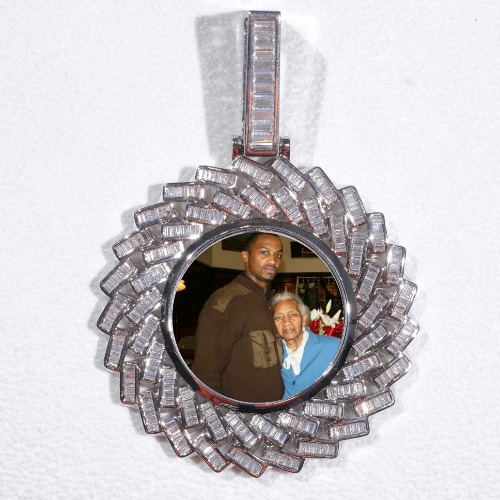 Large 3D Baguette Custom Picture Pendant