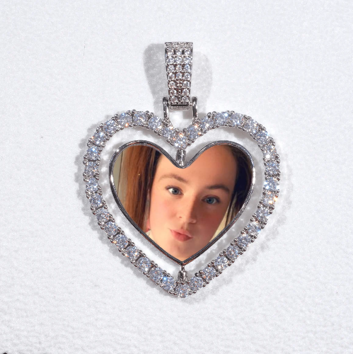 3D Spinning 2-Faced Heart Custom Picture Pendant
