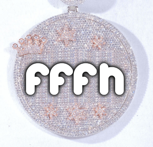 CUSTOM LETTER NECKLACE 3D BIG CROWN DISC